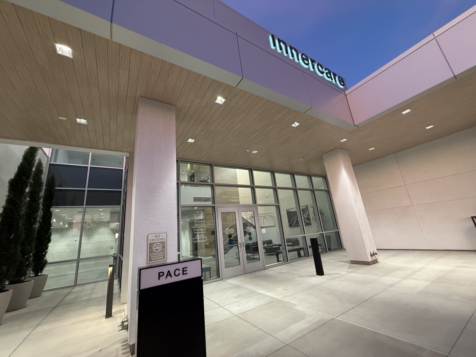 Innercare PACE clinic exterior at night