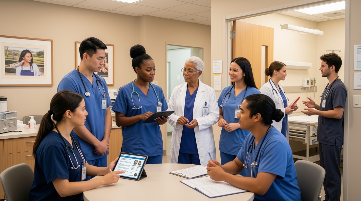 Residents and faculty collaborating in an Innercare clinic